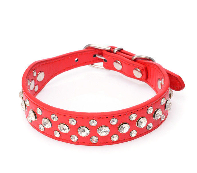 Pretty Diamond Crystal Rhinestone Leather Bling Collar Dog Puppy Cat X-Small S M