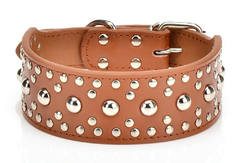 Studded Spiked Metal Dog Collar Faux Leather Large Pitbull Mastiff Spike L XL