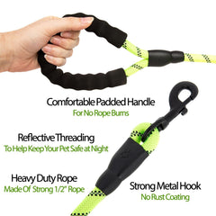 Large Heavy Duty Dog Leash Nylon Lead Rope Pad Handle Training Walking Harness