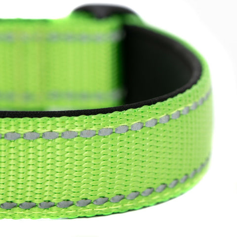 Reflective Nylon Dog Collar with Quick Release Buckle, 5 Colors, Adjustable M L