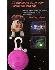 Pet Dog LED Flashing Blinking Pendant Bulb Buckle Clip Glow Safety 4 Collar Neck