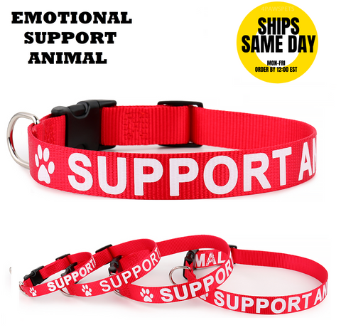 Emotional Support Animal ESA Collar Metal Ring Adjustable Red ESA ACCESS