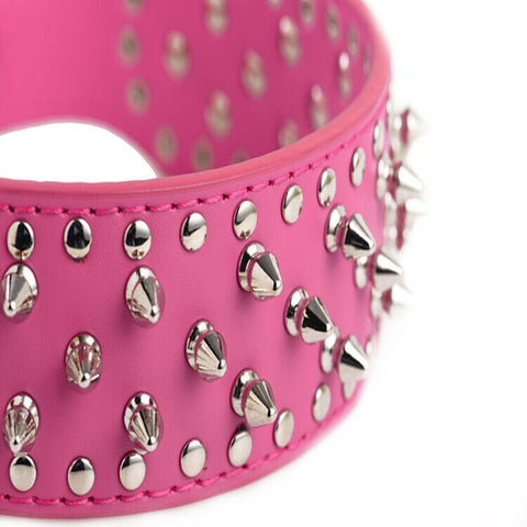 Spiked Studded PU Leather Dog Collar Pit Bull BLACK L XL FOR LARGE BREEDS