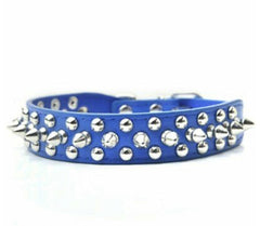 Small Dog Spiked Studded Rivets Pet Leather Collar Can Go With Harness NAVY BLUE