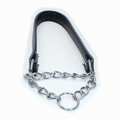 Genuine & PU Leather Padded Training Martingale Choke Cinch Chain Dog Collar L M