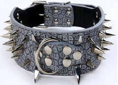 3" WIDE RAZOR SHARP Spiked Studded PU Leather Dog Pet Collar 3ROWS 19-22" 21-24"