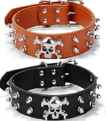 Cool Skull Spiked Studded Dog Collars PU Leather for Pet Doggie Pitbulls  S-XL